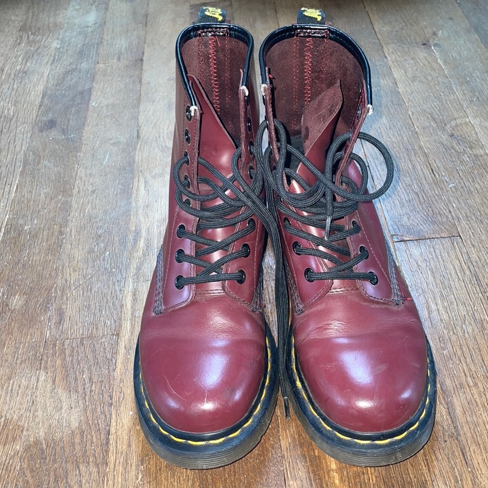 Cherry red Dr. Marten boots. Womens Size 7.